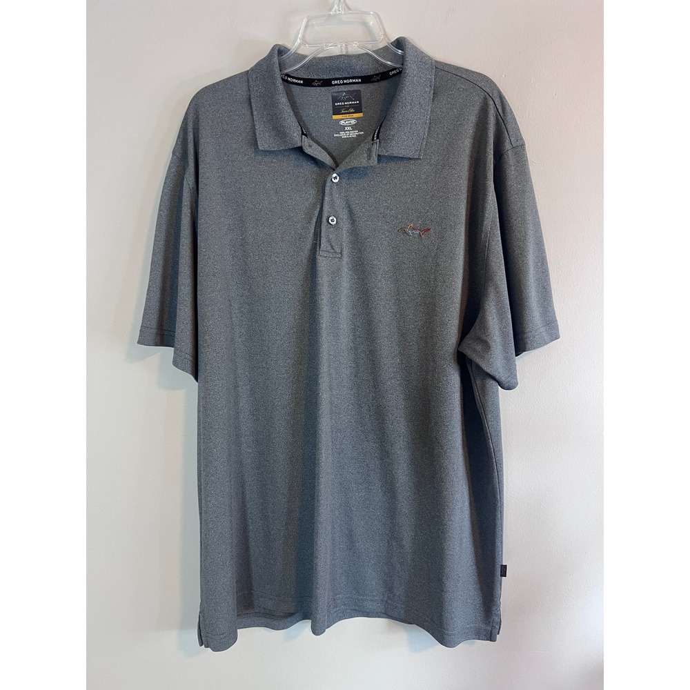 Greg Norman Tasso Elba Five Iron Gray Play Dry Golf Polo Shirt Mens XXL